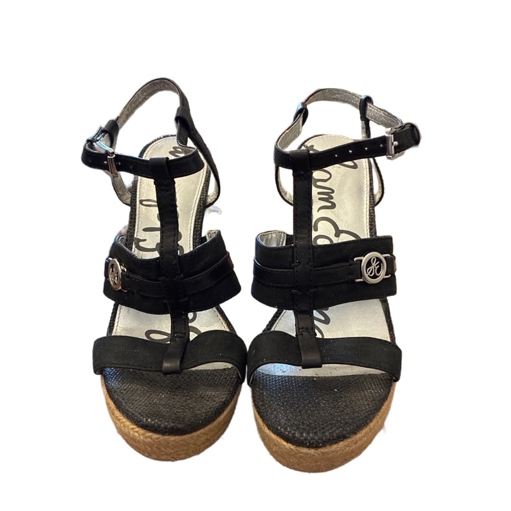 Sam Edelman Karley Wedge Sandals in Black & Tan Size 6.5 - Picture 3 of 9